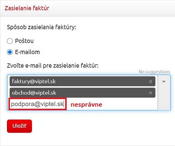 Nesprávne nastavenie e-mailov na zasielanie faktúr