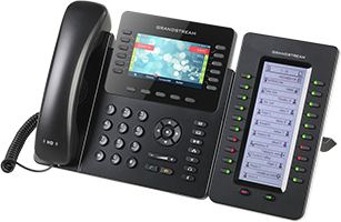 High-end stolový telefón Grandstream GXP2170 s extenzným modulom Grandstream GXP2200EXT, vďaka ktorému je možné obslúžiť až 40 klapiek.