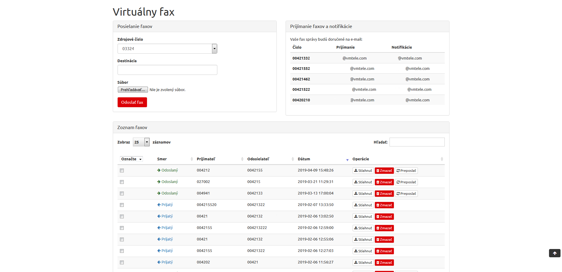 Virtuálny fax - ústredňa VIPTel. PBX manager.